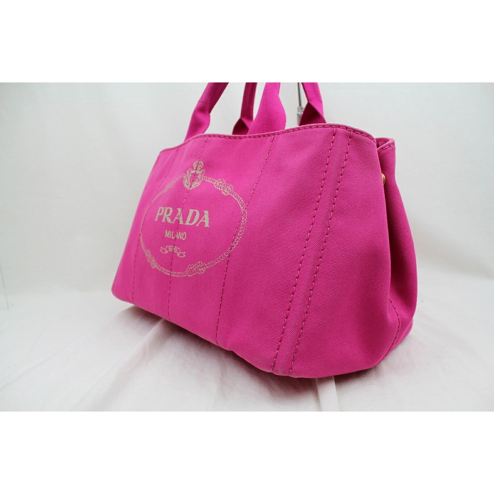 Prada Handbag FUXIA Canvas Tote CANAPA Bag Pink Shoulder Shocking